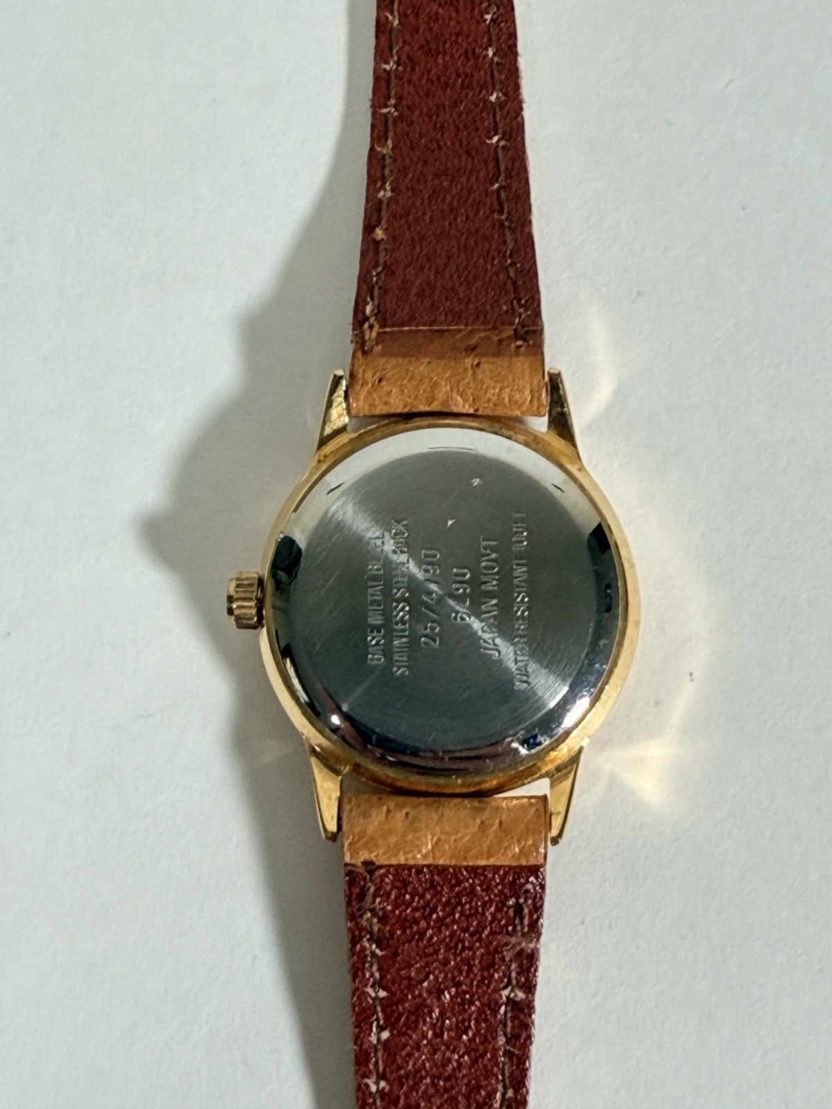 VTG Armitron Quartz Watch Women Moon Phase Gold Tone Leather Analog