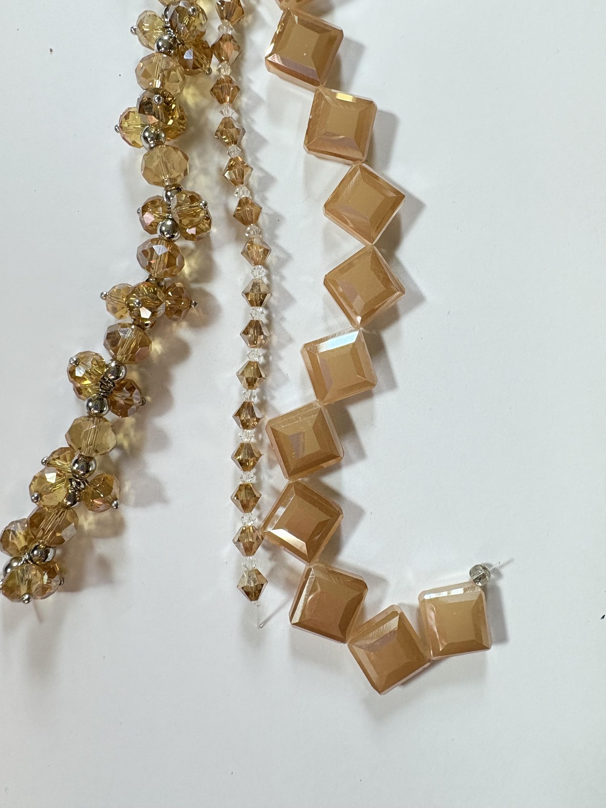 hildie & jo Glass Beads Lot of 3 Strands Faceted Bicone Square Amber Jewelry
