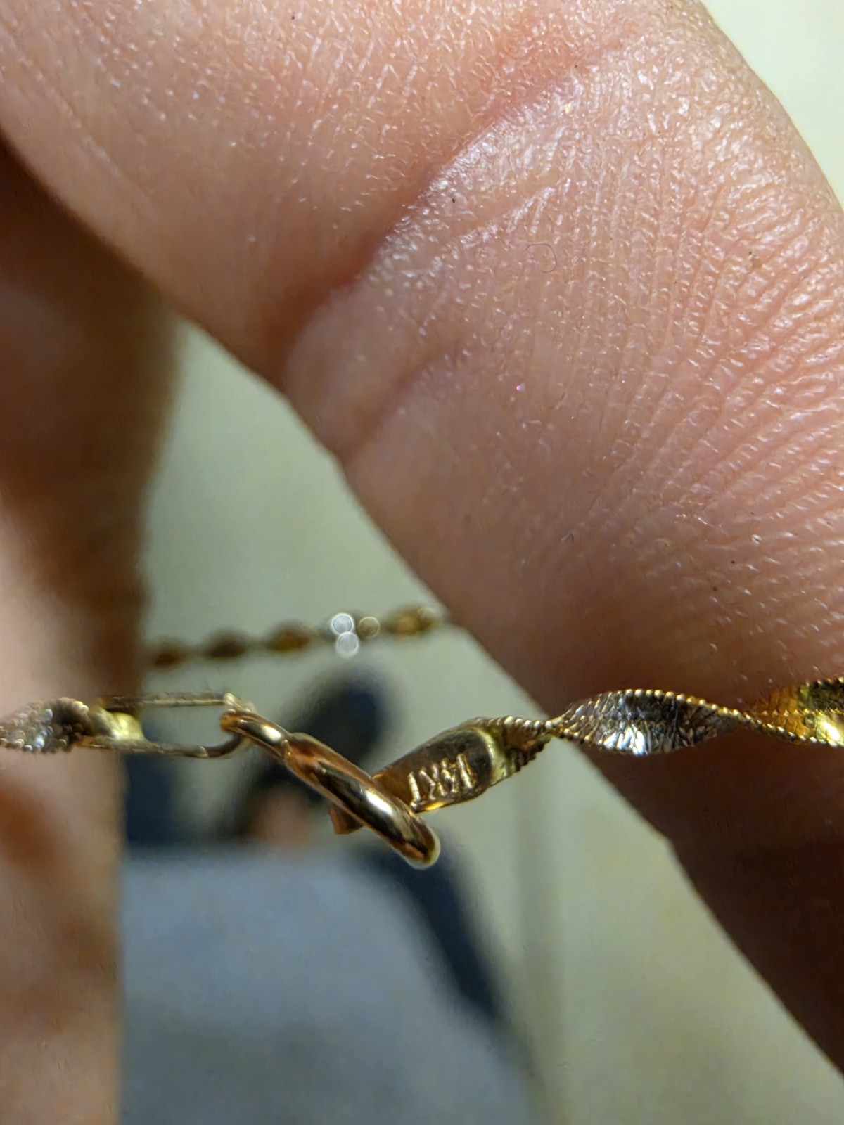 14k Yellow Gold Singapore Chain Necklace Lobster Clasp Signed No Stone