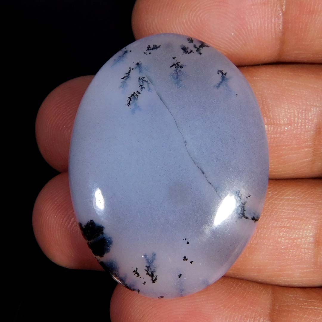 51.15Cts. Natural Incredible Dendritic Opal Oval Cabochon Reiki Healing Gemstone