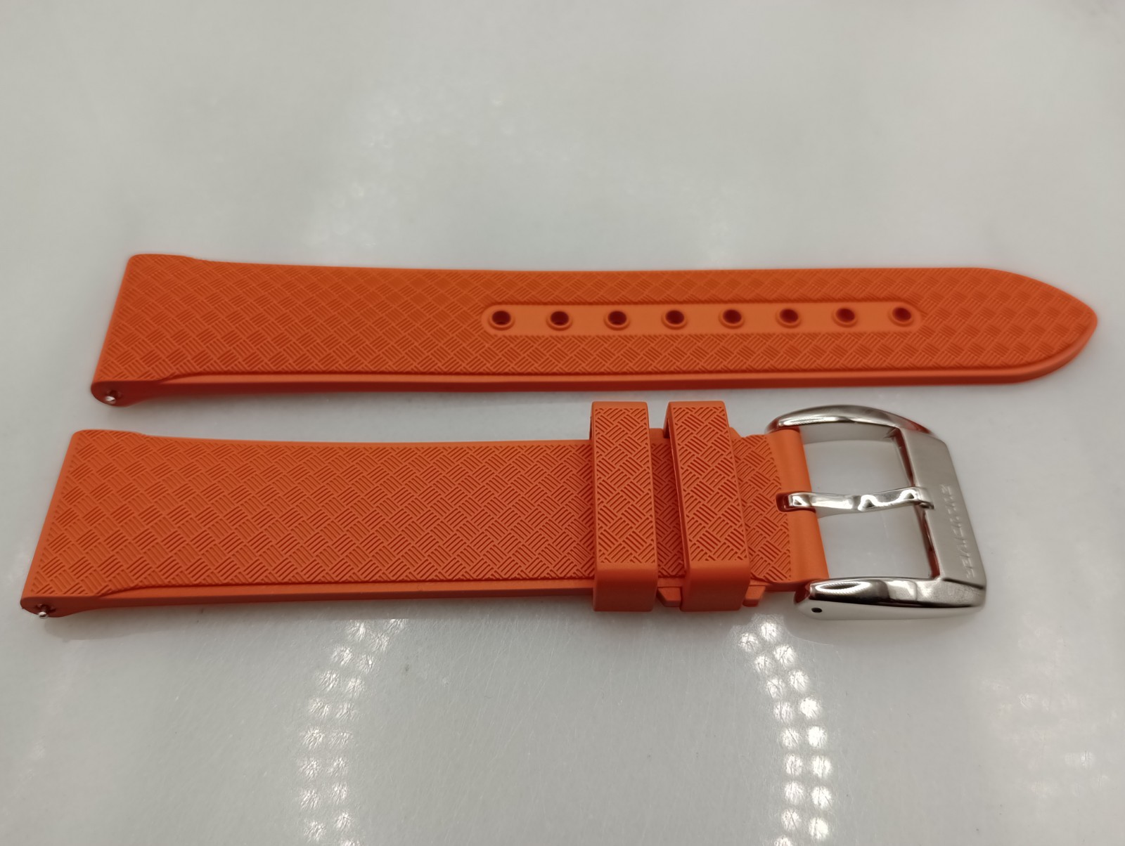 New 20mm Watchgecko Zuludiver HNBR Rubber Watch Strap Orange Quick Release 6B361