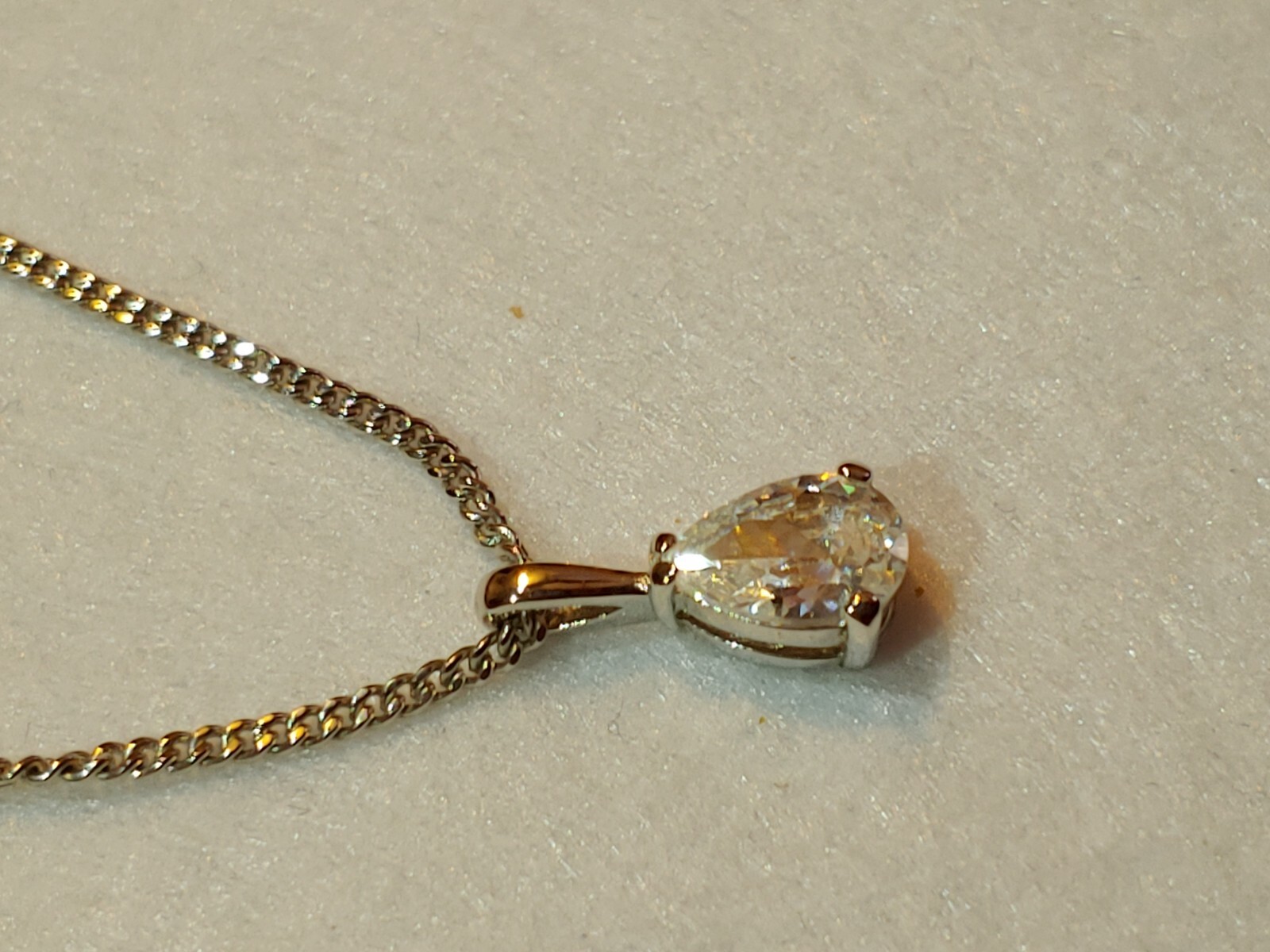D’Orlan – Necklace / 1/2 in Long Pendant with Swarovski Crystal – 15 in Chain