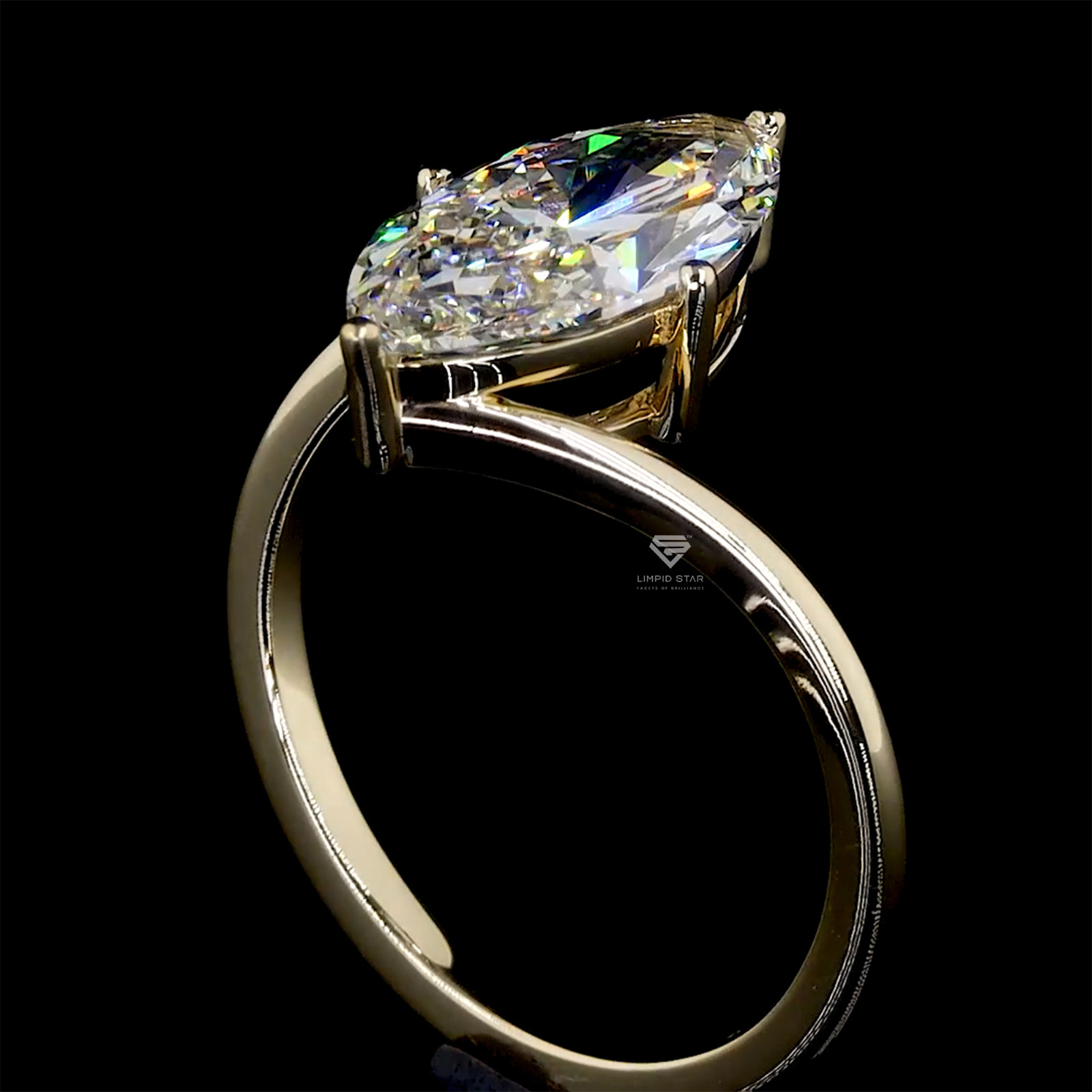 2.40CT Marquise Cut Lab Grown Diamond Ring G VS1 IGI 14K Yellow Gold Size 6