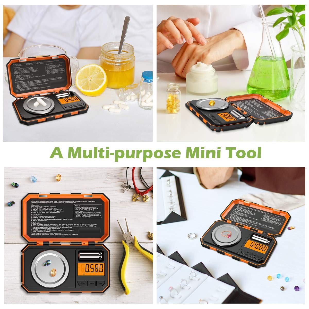 High Precision Orange Digital Jewelry Scale 50g Compact Portable Tare Function