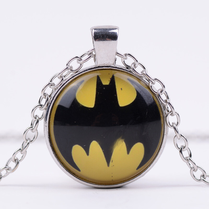 Superhero Batman Superman Cabochon Iron Man Alloy + Glass Chain Pendant Necklace
