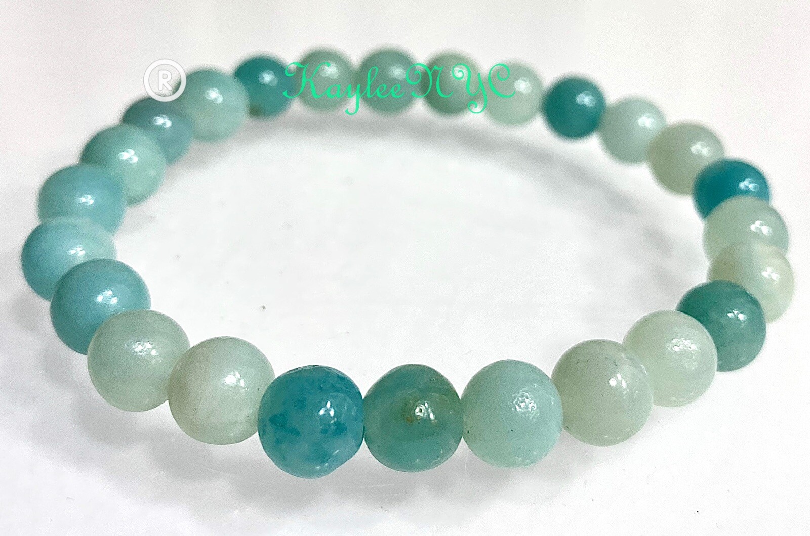 Wholesale Lot 6 Pcs Natural Amazonite 8mm 7.5” Crystal Healing Stretch Bracelet
