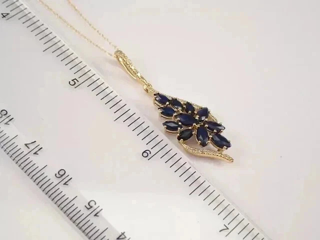 2.50Ct Marquise Cut Lab Created Sapphire Cluster Pendant 14K Yellow Gold Plated