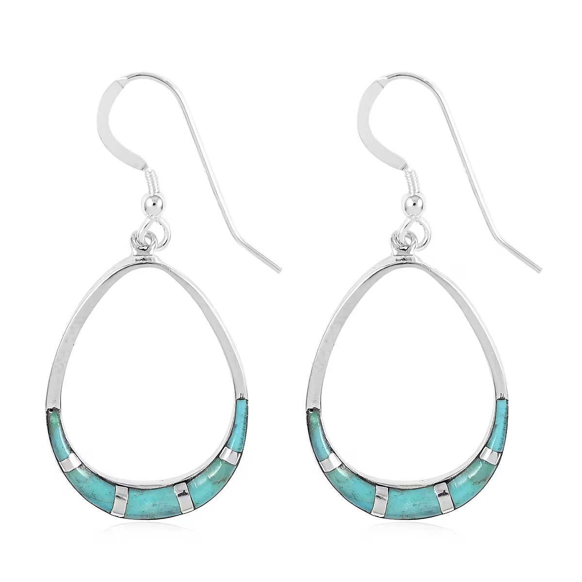 Turquoise Dangle Earrings in Sterling Silver 0.70 ctw