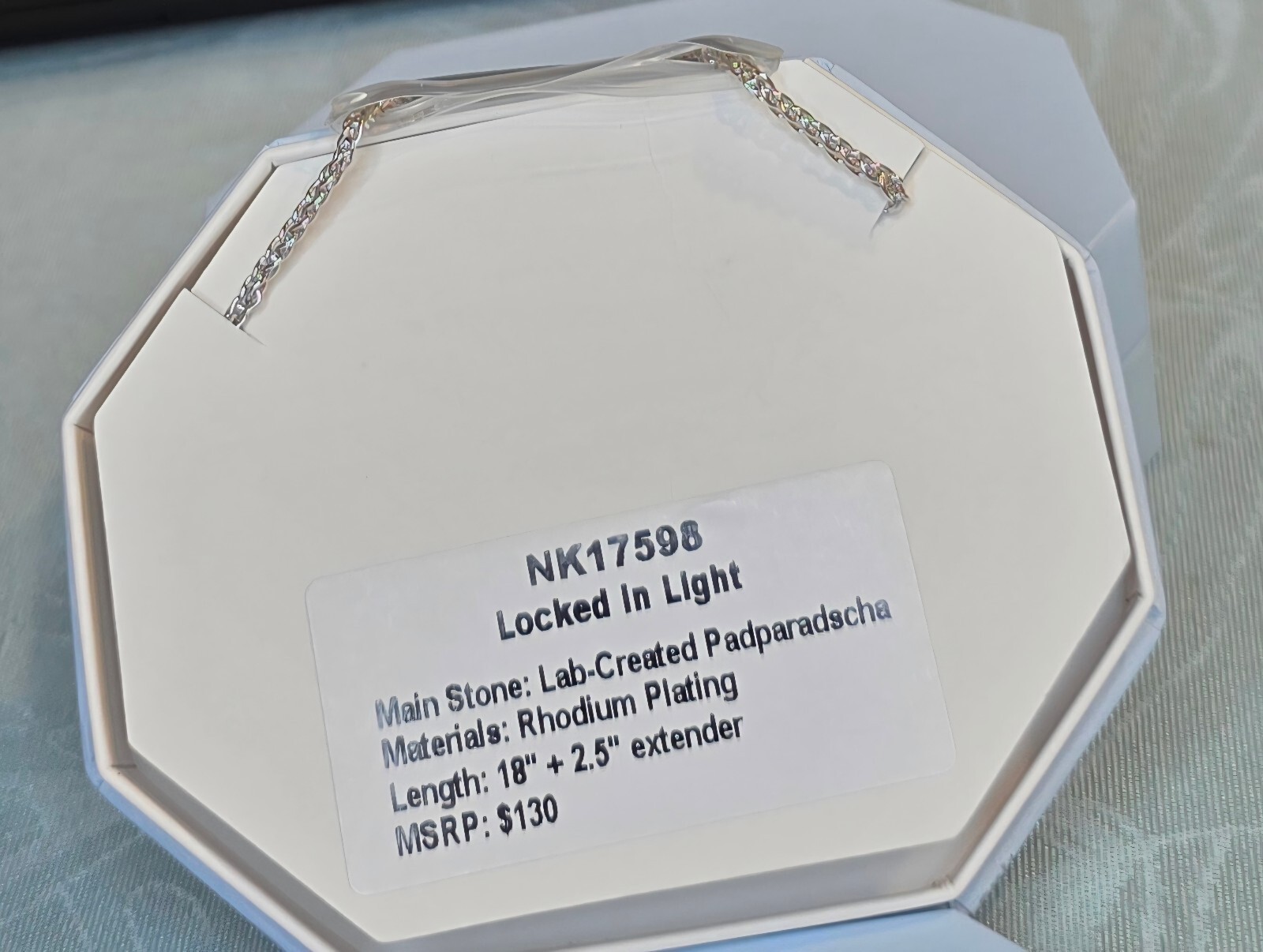Necklace Reveal Locked In Light Lab-Created Padparadscha Rhd