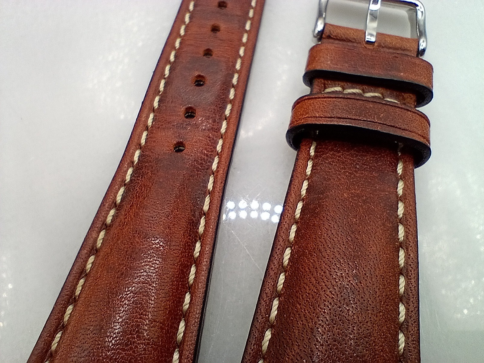 New Watchgecko Highley 20mm Italian Leather Handmade Brown Watch Strap 6B382