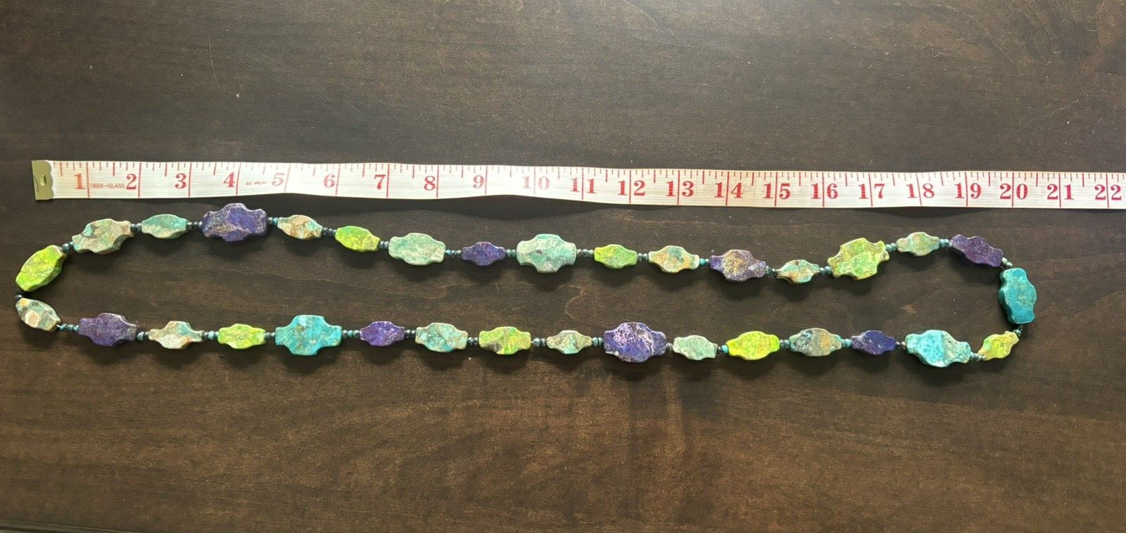 Vintage Multi-Color Stone Necklace w/ No Clasp 20″ Round