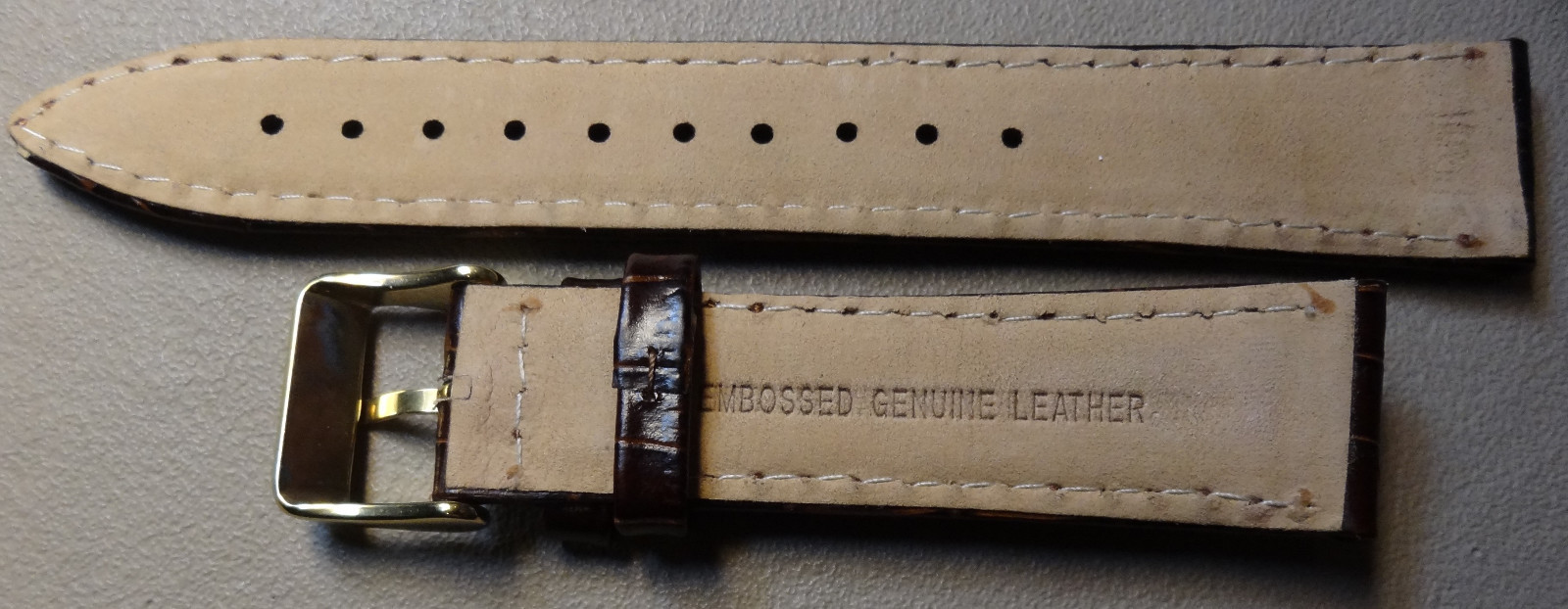 New LONG Length Timex Dark Brown Simulated Crocodile Grain 20mm Watch Band Strap