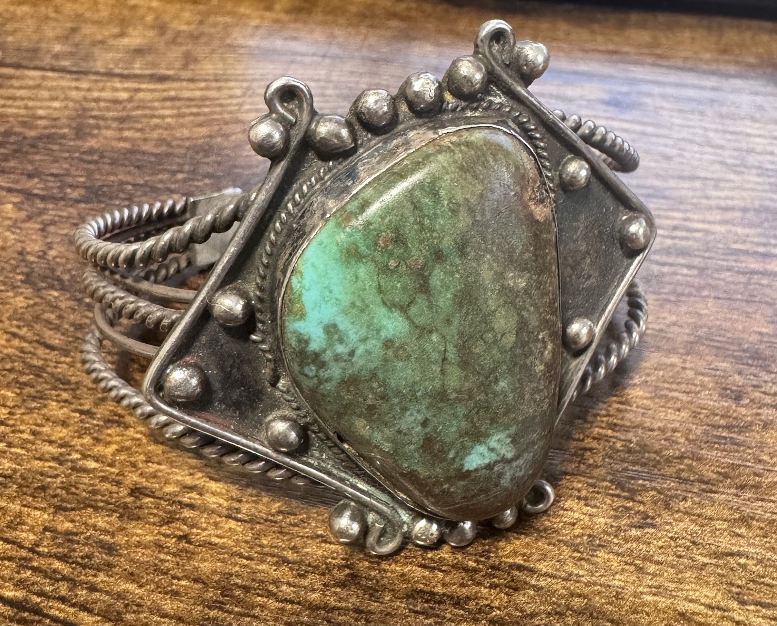 Vintage 1930-60s Southwestern Silver & Turquoise Cuff Bracelet – Fred Harvey Era