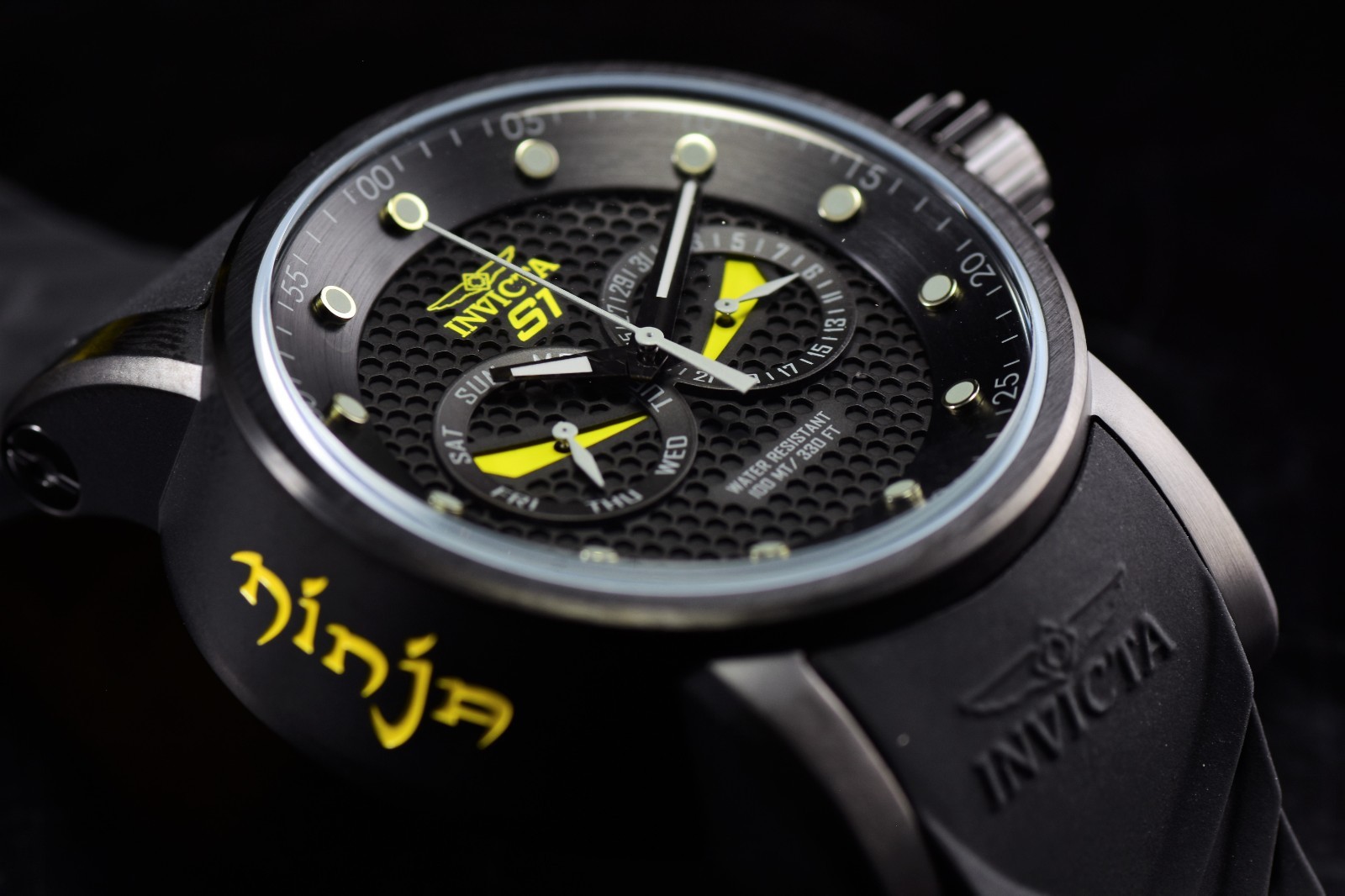 Invicta Men’s S1 RALLY NINJA Black Dial Yellow Accent Black Tone Men’s Watch