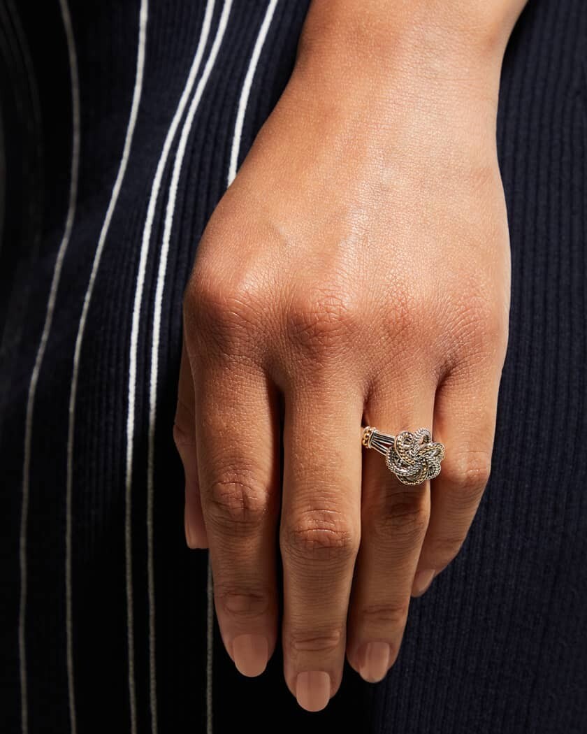 NEW LAGOS LOVE KNOT 925 STERLING SILVER & 18K GOLD Two-Tone LOVE KNOT Ring 7