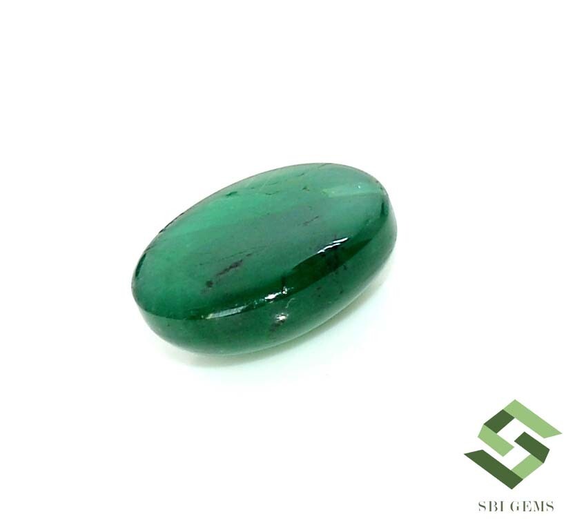 14×11 mm Certified Natural Emerald Oval Cabochon 7.36 CTS Loose Gemstone