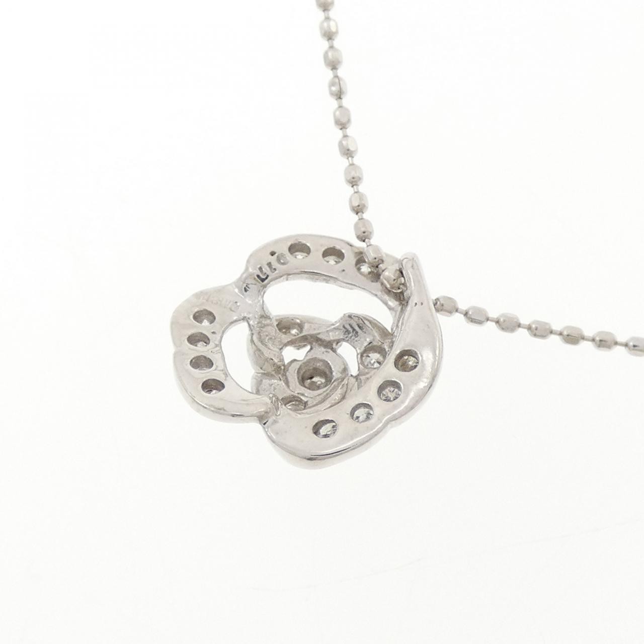 Authentic K18WG Rose Diamond Necklace 0.11CT #230-000-645-3960