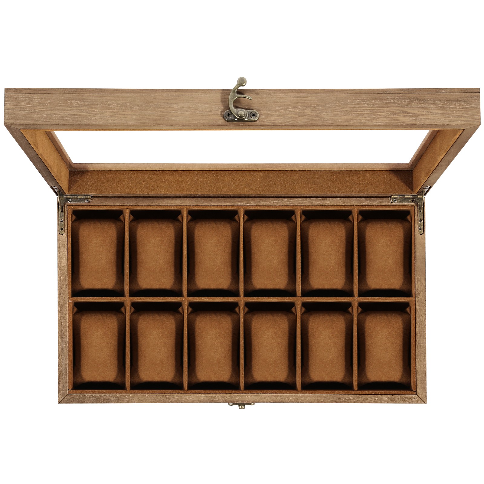12 Slots Watch Box Solid Wood Organizer Watch Case Jewelry Storage Display Case