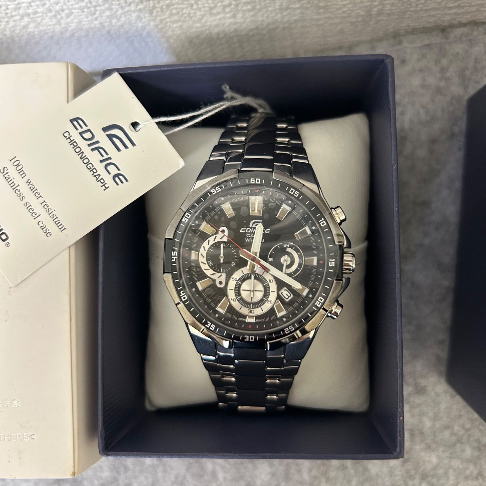 Condition With Box and Tag Casio EDIFICE EFR 554D 1A Chronograph Watch Black Sil