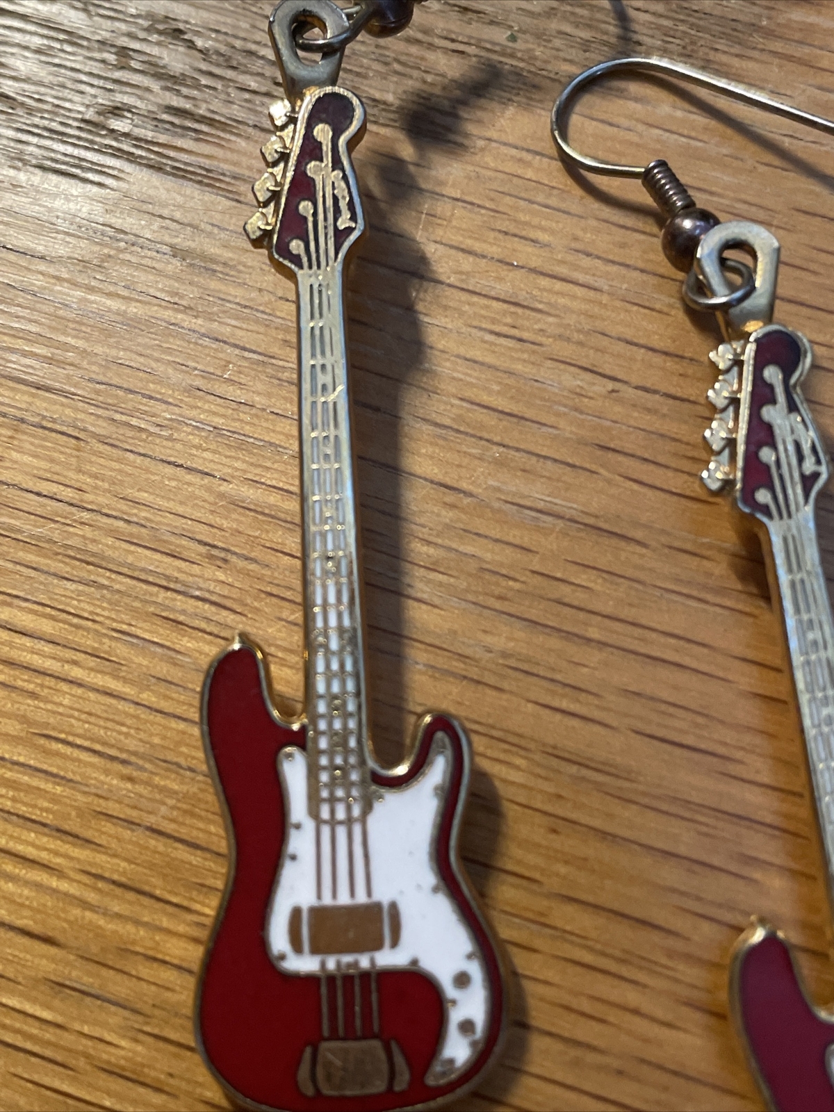 Vintage Future Primitive Guitar Instrument Earrings Pair 2.5”