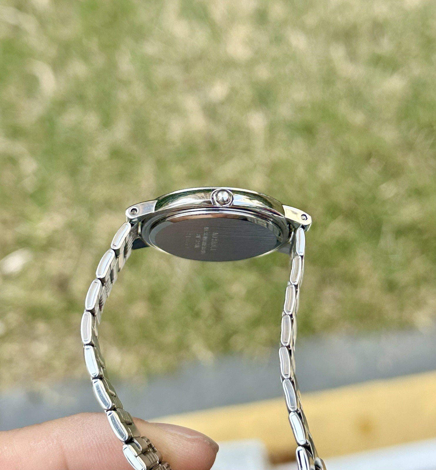 Vintage Aureole Swiss Quartz Watch 31mm All Stainless Steel Integrated Bracelet