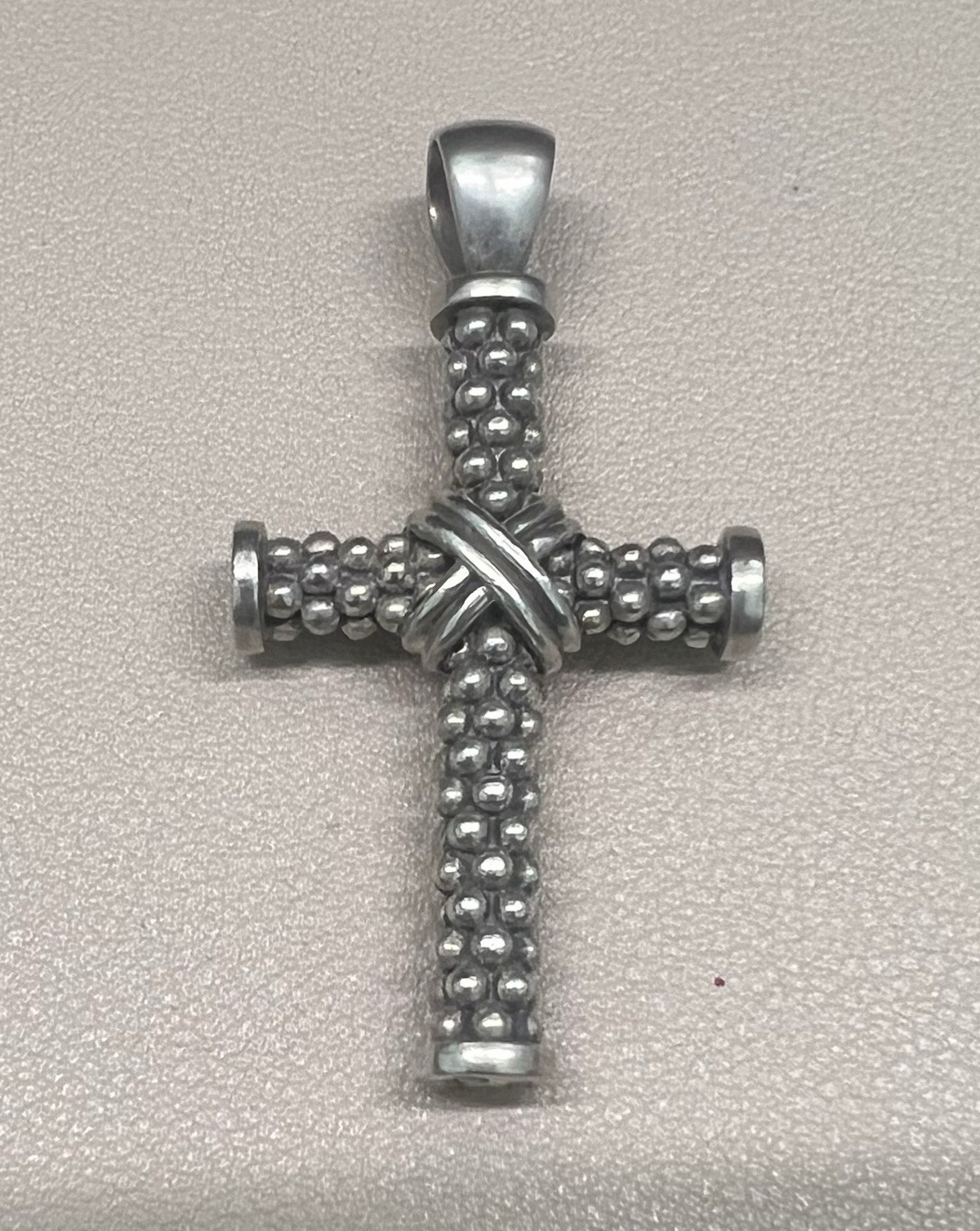 Lagos Signed 925 Sterling Silver Cross Pendant Religious No Stone Silver