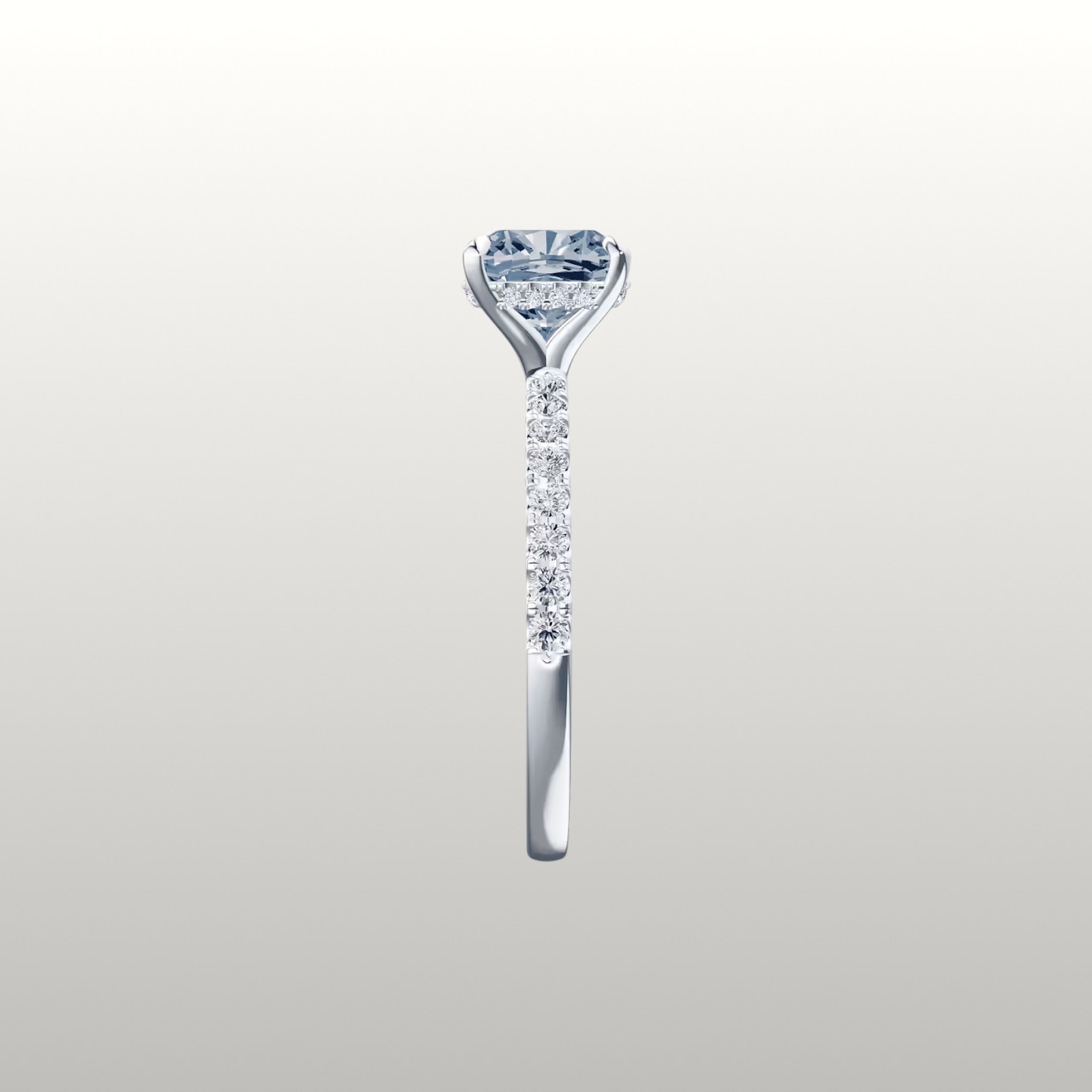 Fancy Intense Blue 2.75 Ct Cushion Cut IGI Lab Grown Diamond Ring 18k White Gold