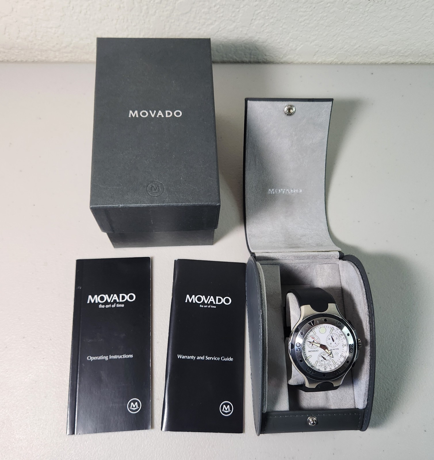 Swiss Movado Series 800 Chronograph White Dial Men’s Watch w/ Box/Manual