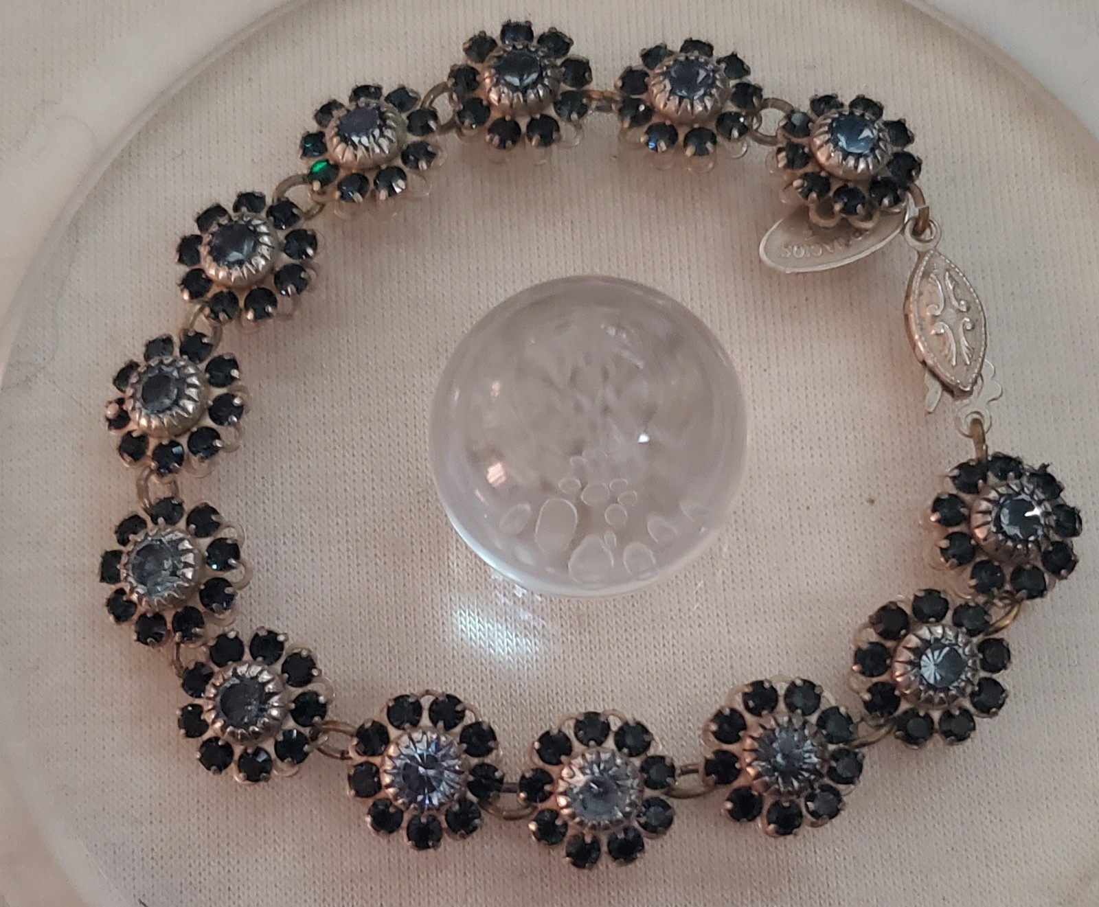 Liz Palacios San Francisco Vintage Bracelet Blue Swarovski Crystal Floral 7″ in.