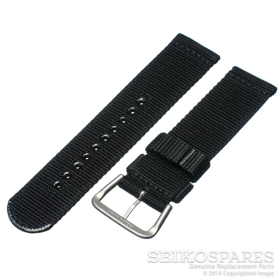 Seiko Watch Strap for 5 Sports SNZG15J 7S36-03J0 22mm Black Nylon Fabric Band