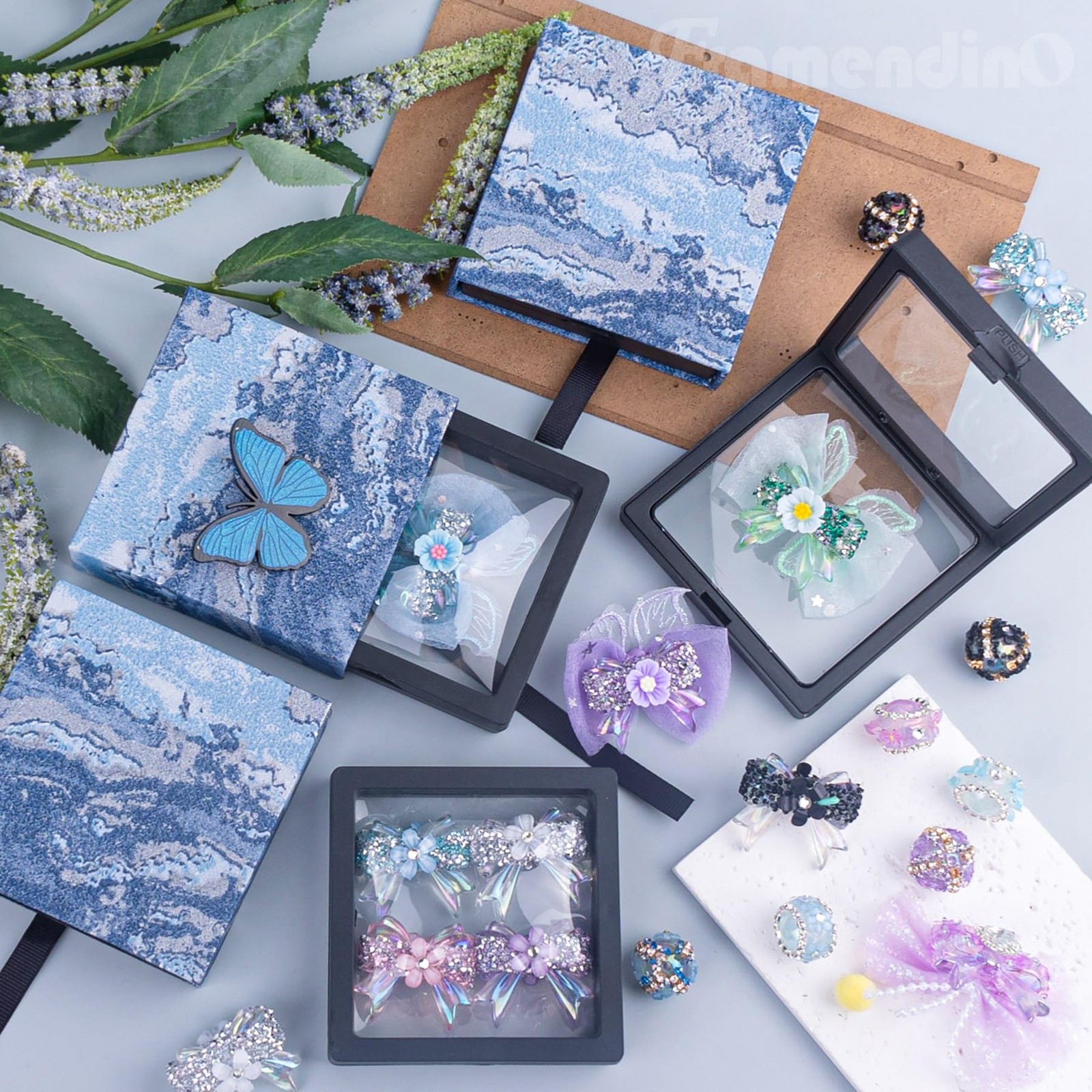 , 10 Pack 3D Floating Frame Display Case 3.5×3.5×0.8 PullOut PE Jewelry Box C…