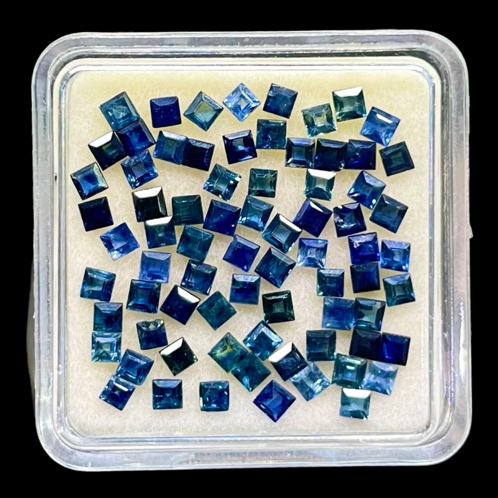 50 Pcs Natural Blue Sapphire 1.7mm Square Cut Loose Gemstones Lot Sri Lanka
