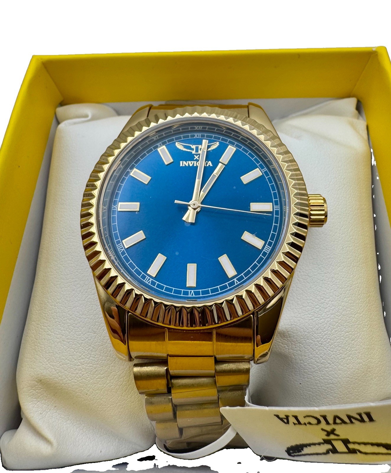Invicta Specialty I 69007 Men’s 40mm Gold Tone Blue Dial Quartz Watch NWT