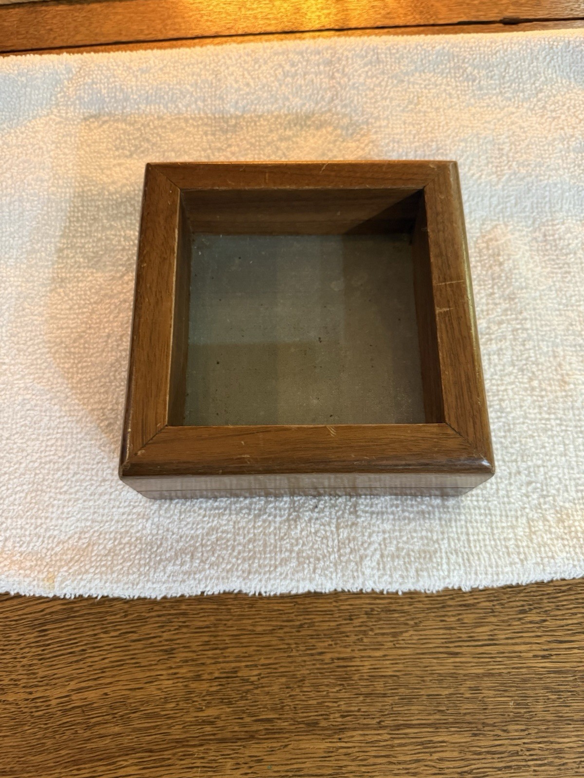 Vintage Walnut Trick Jewelry Box w/ Secret Slide Compartment & Hidden Mirror Old
