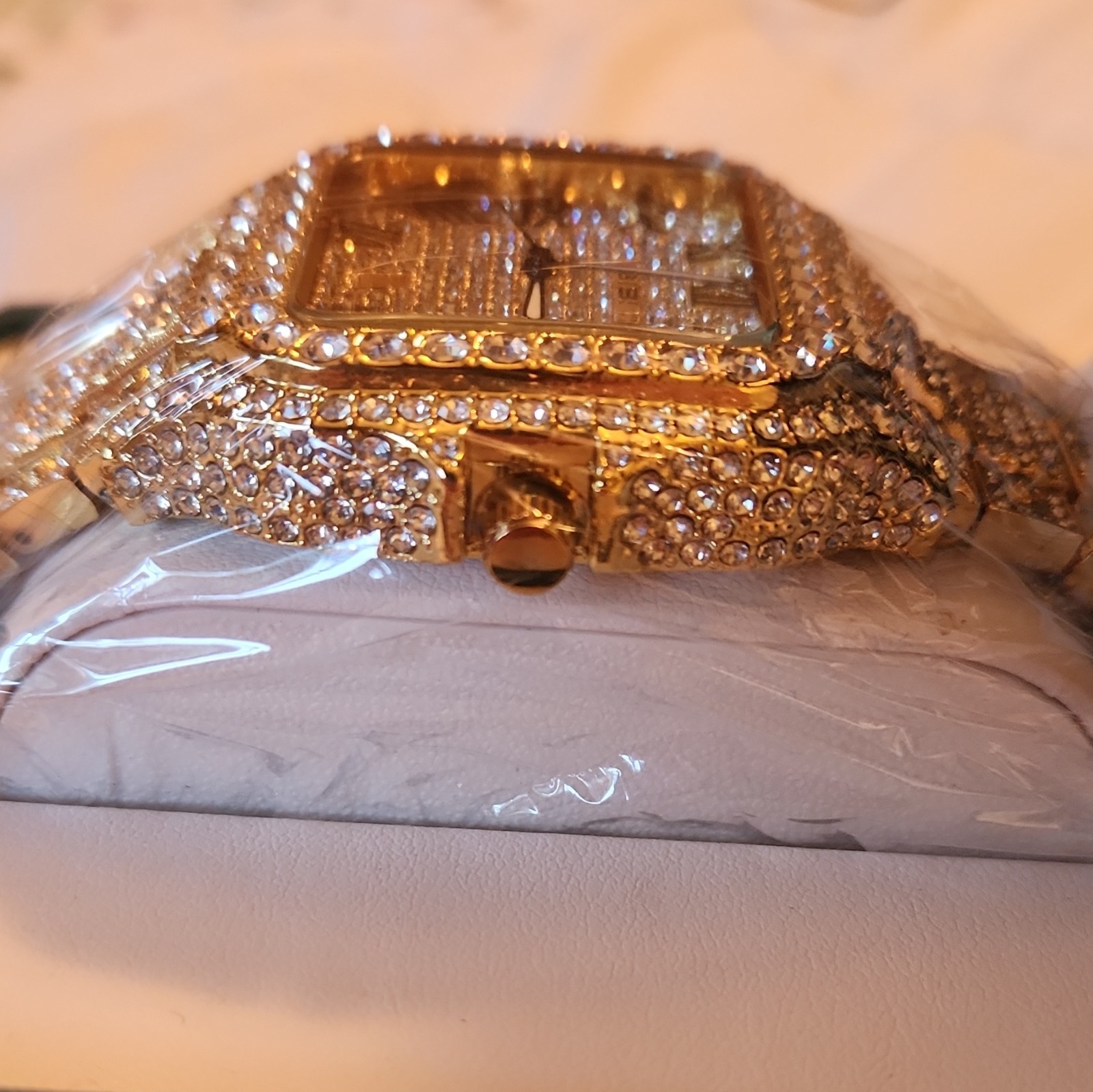BIBI Luxury Quartz Analog Gold Tone Square Roman Dial Date Bracelet w/ Box