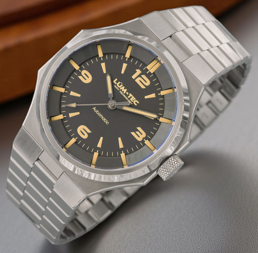 Lum-Tec Mens Automatic Watch 42mm Eclipse E1 Gray Dial Hi Precision Miyota 9039