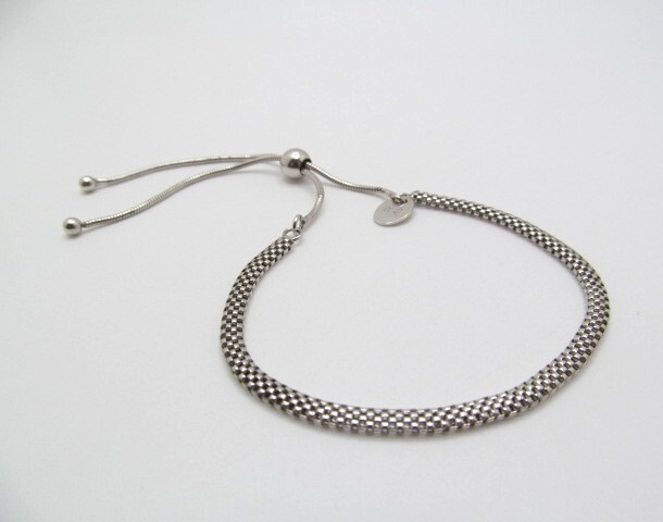 925 Sterling Silver Mesh 3.35mm Snake Bead Slider Chain Bolo Bracelet