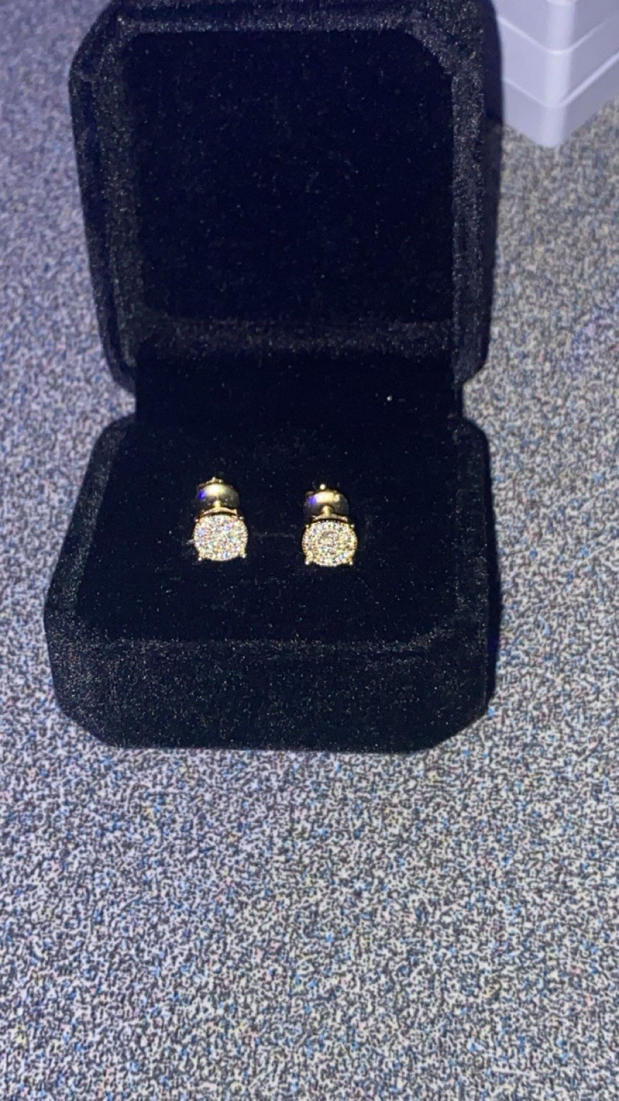 Authentic 14K Gold VVS1 Lab Diamond Square Earrings