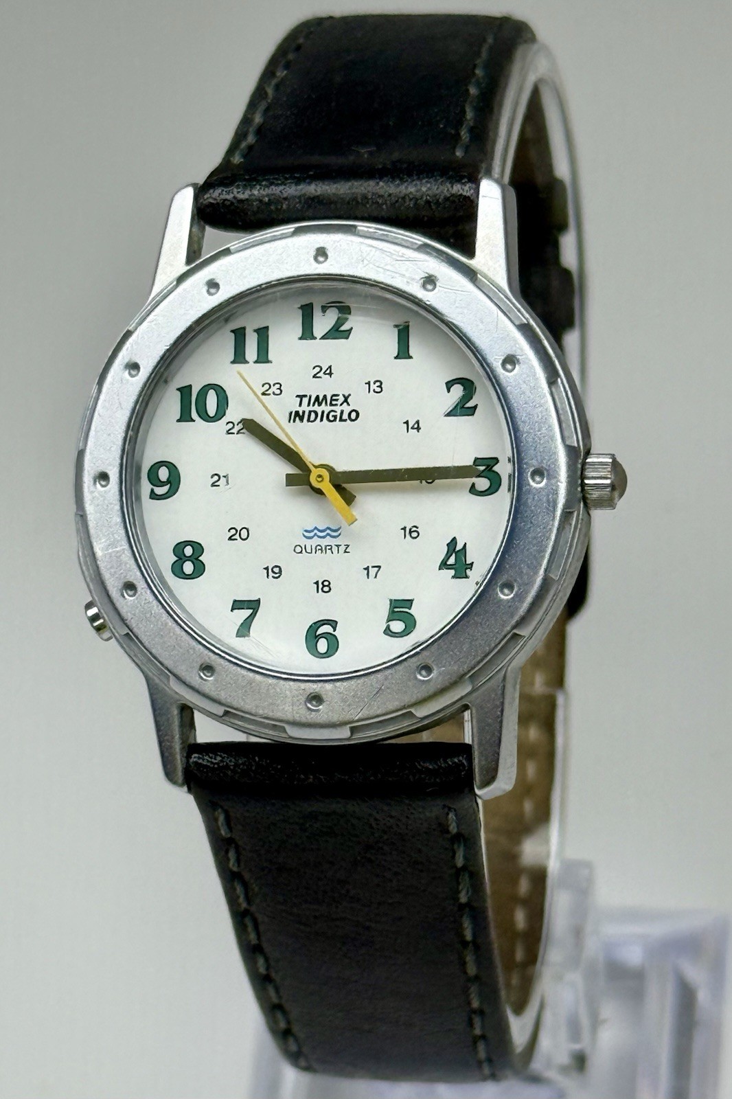 Vintage Timex Indiglo Quartz Backlit Military Style Wrist Watch 32mm 9” – Works