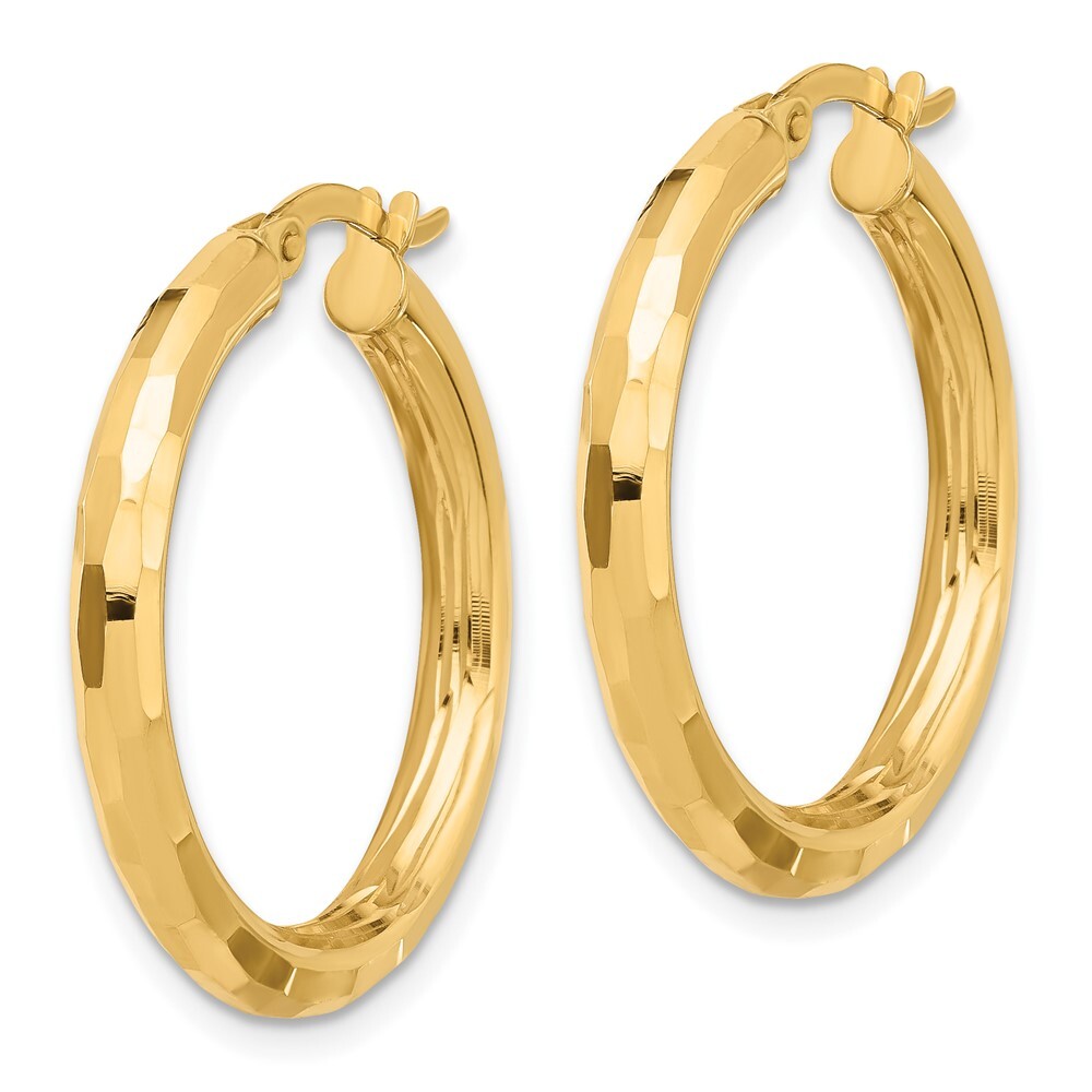 27.75mm 14K Yellow Gold Polished and Diamond-cut Hoop Earrings TF2210