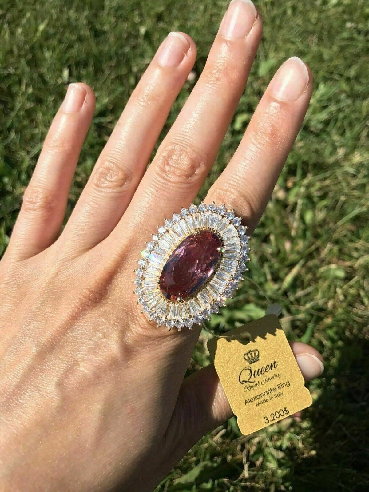 CERTIFIED MASTERPIECE OF ART COLOR CHANGE ALEXANDRITE DIAMOND RING ITALY SIZE 8
