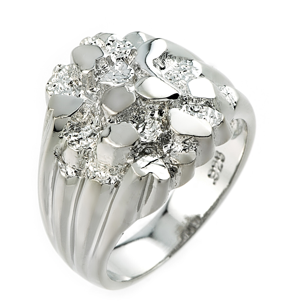 High Polished Sterling Silver Men’s Nugget Ring