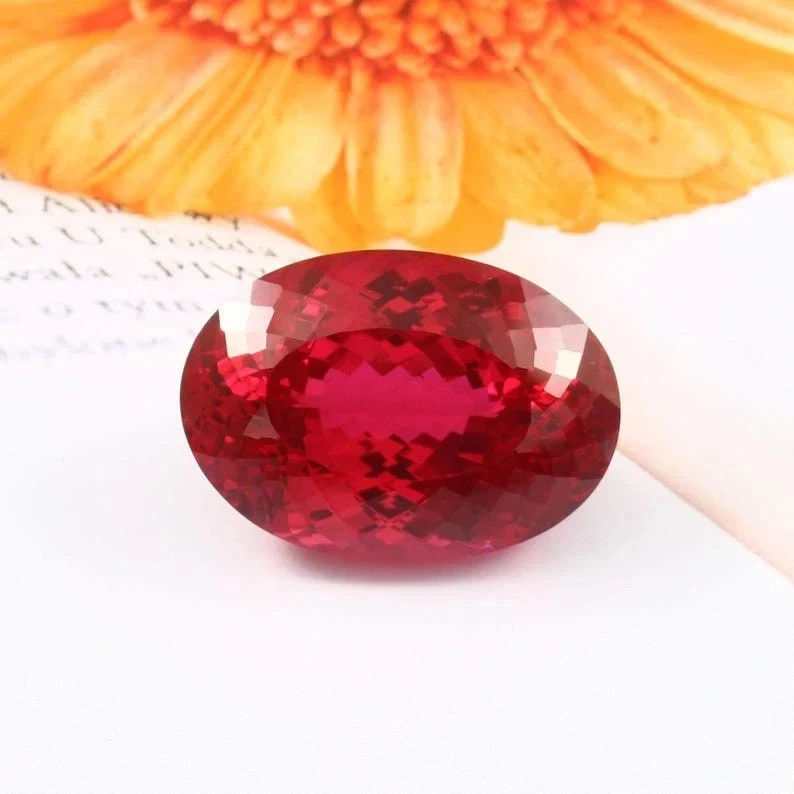 35.05 Ct AGL Certified Natural Burmese Red Ruby Oval Cut Loose Faceted Gemstone