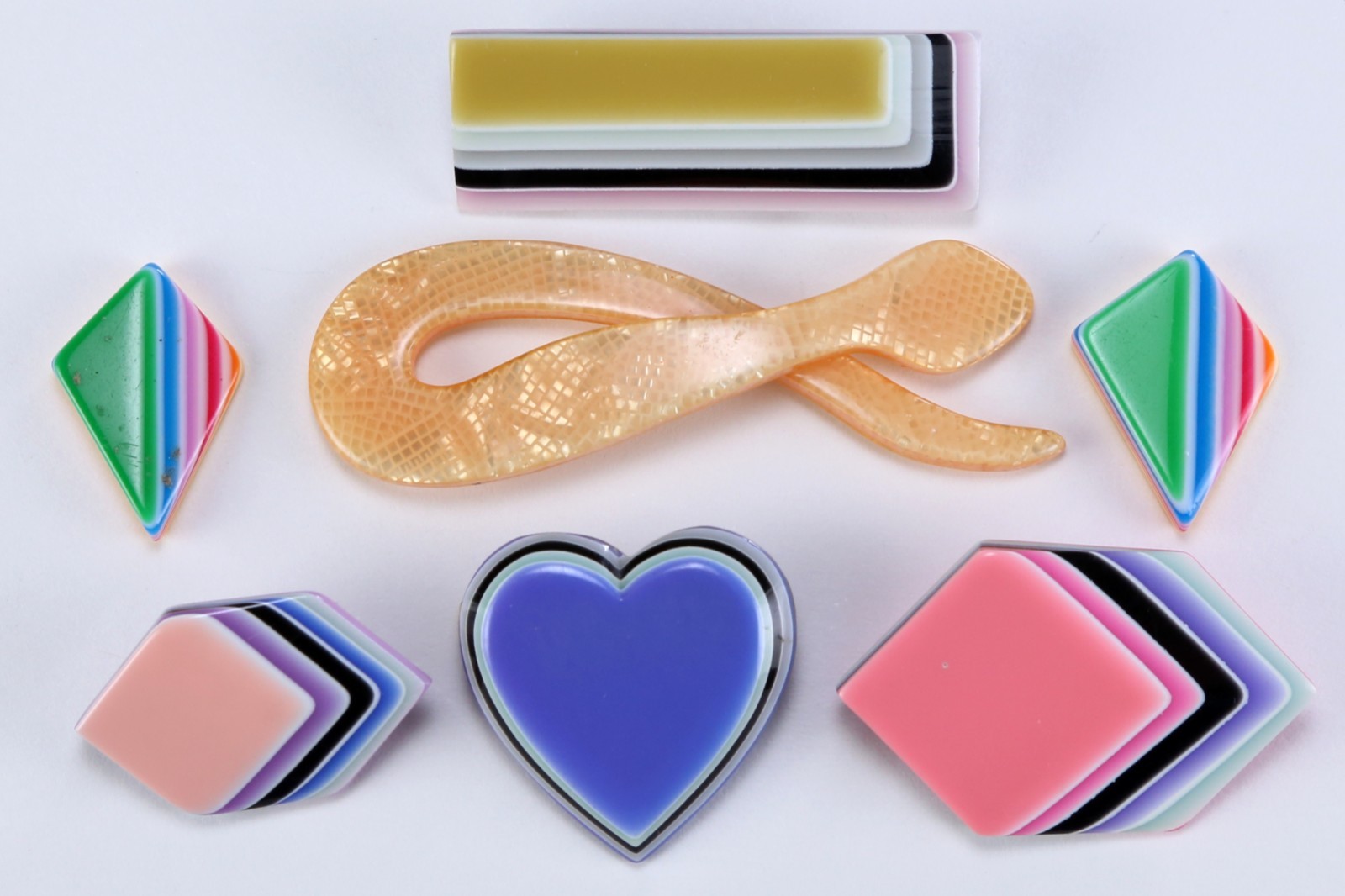 Nice Group of Laminated Lucite Jewelry in the Style of Lea Stein