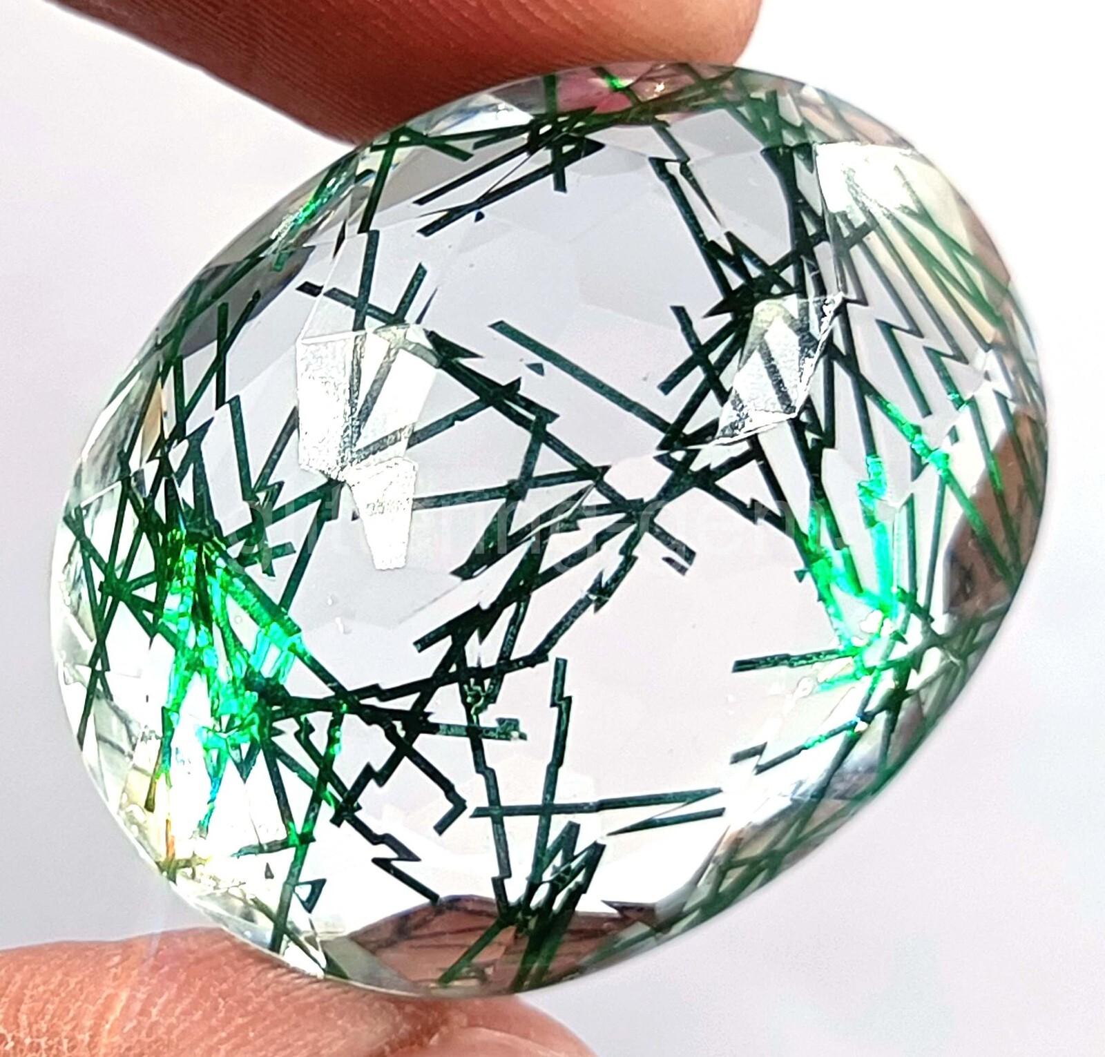 Green Rutilated Quartz 74.65 Ct Oval Cut IGL Transparent Loose Gems 5AJ