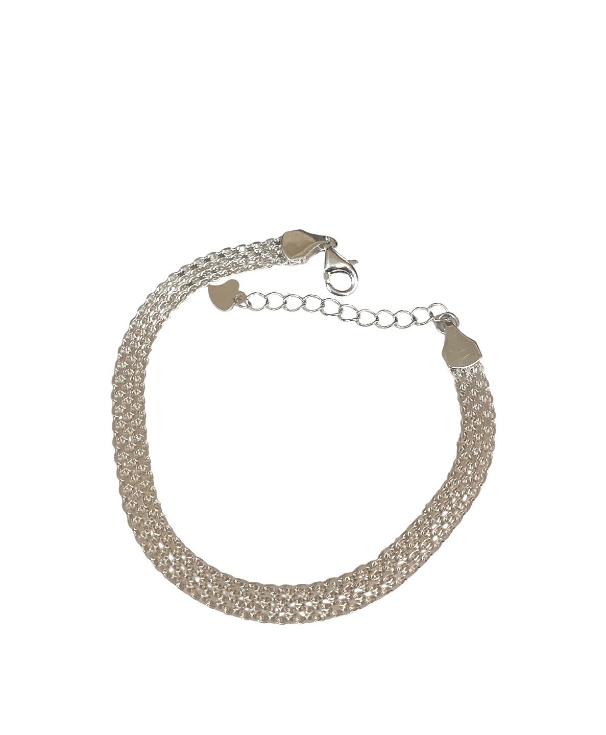 Sterling Silver 925 Mesh Bracelet Adjustable Jewely 6.75 Inch Lightweight 3.5g