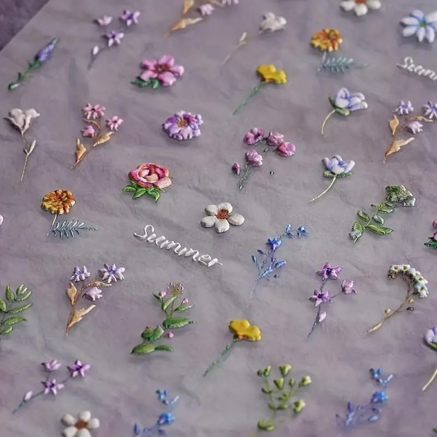Flower Nail Stickers Summer Floral Leaf Plant 5D Embossed Nail Decals Spring …