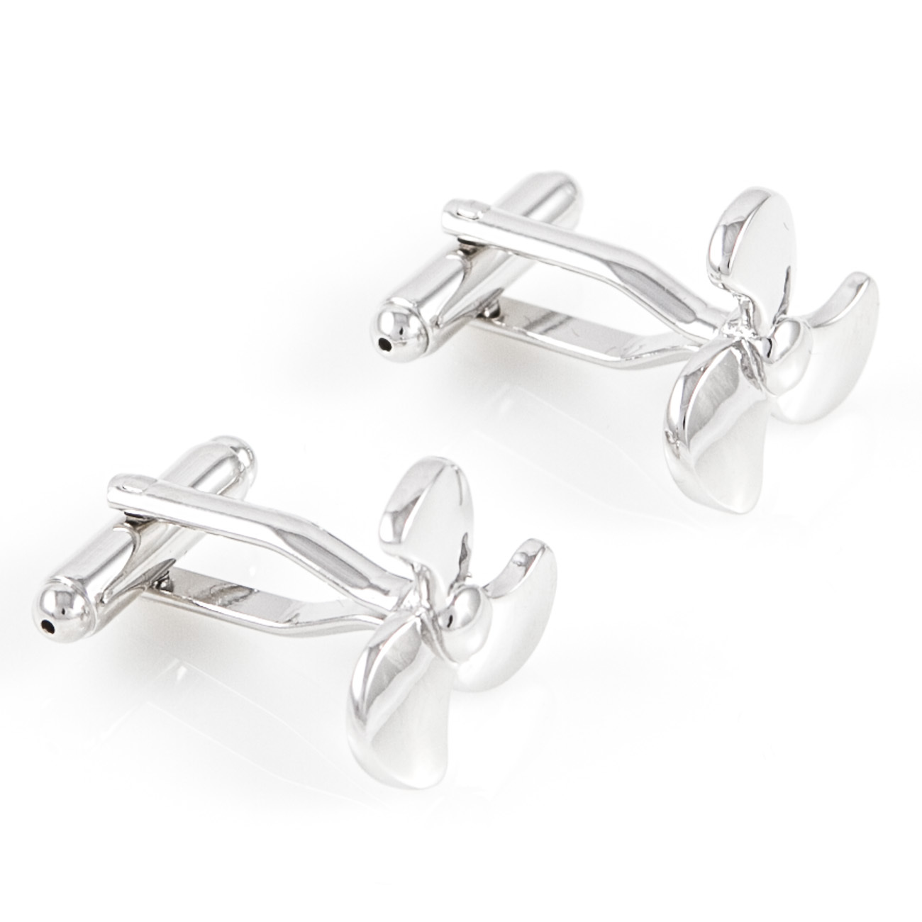 Propeller Boat Pair Cufflinks Ship Wedding Fancy Gift Box & Polishing Cloth