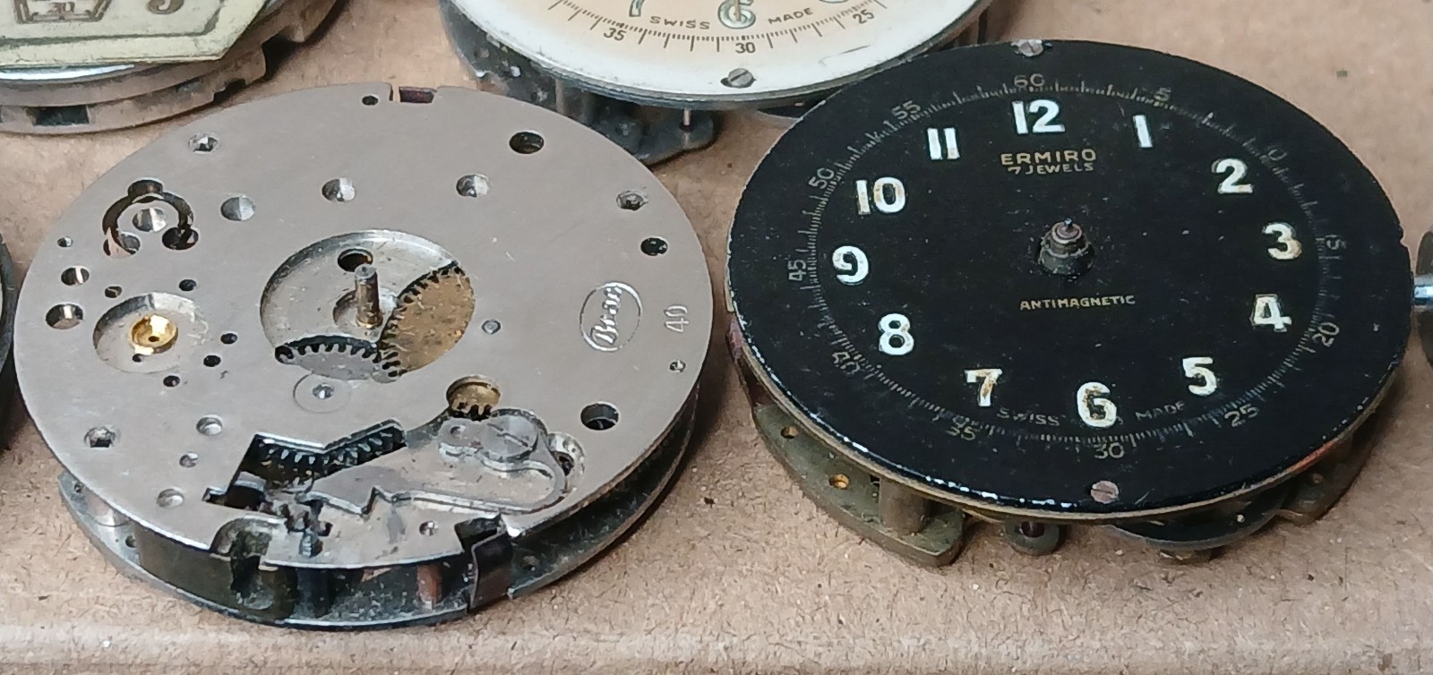 Vintage Watch Movement Lot Benrus Westfield Windsor Sperina Saxony 10pc Parts