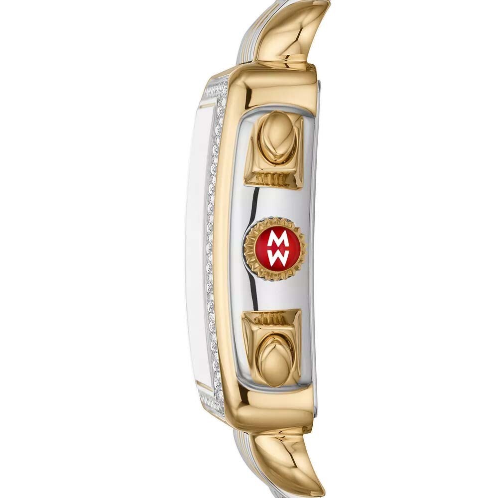 New Michele Deco Diamond Gold Two-Tone MOP Diamond Dial watch MWW06A000776